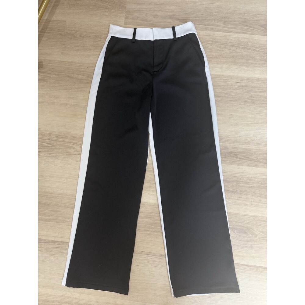 Alice + Olivia ALEXANDER TROUSER Hi Rise Black and Off White Women’s Size 6 - Picture 2 of 11